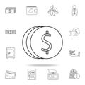 coinage icon. Outline set of banking icons. Premium quality graphic design icon. One of the collection icons for websites, web