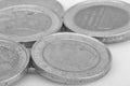 Coins background. euro coins. cent coins. euro cents Selective focus Black and white image Royalty Free Stock Photo