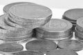 Coins background. euro coins. cent coins. euro cents Selective focus Black and white image Royalty Free Stock Photo