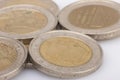 Coins background. euro coins. cent coins. euro cents Selective focus Royalty Free Stock Photo