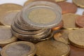 Coins background. euro coins. cent coins. euro cents Selective focus Royalty Free Stock Photo
