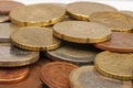 Coins background. euro coins. cent coins. euro cents Selective focus Royalty Free Stock Photo