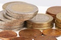 Coins background. euro coins. cent coins. euro cents Selective focus Royalty Free Stock Photo