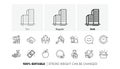 Coins bag, New house and Molybdenum mineral line icons. For web app, printing. Line icons. Vector