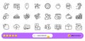 Coins bags, Currency and Tomato line icons for web app. Pictogram icon. Line icons. Vector