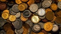 Coins bitcoins. Collection of coins. AI Generated