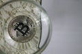 Coins bitcoins in a wine glass,close-up Royalty Free Stock Photo