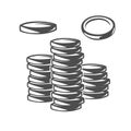 Coins. Black and white objects. Royalty Free Stock Photo