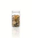 Coins in a bottle, Represents the financial growth. The more money you save, the more you will get Royalty Free Stock Photo