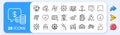 Coins, Brand and Analytics graph line icons. For web app, printing. App line icons. Vector