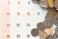 Coins on calendar topview stype