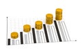 Coins and diagram Royalty Free Stock Photo