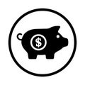Coins, Dollar, Savings Icon. Black vector sketch Royalty Free Stock Photo