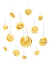 Coins drops, cartoon money shower