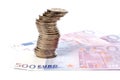 Coins and euro bills Royalty Free Stock Photo