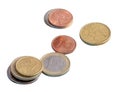 Coins, the euro, money, isolate