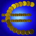 Coins Euro Symbol Shows European Sales