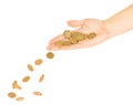 Coins fall out of the hands on a pile Royalty Free Stock Photo