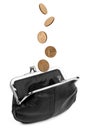 Coins Falling into Change Purse Royalty Free Stock Photo