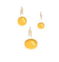 Coins falling vector illustration. Falling money. Flat style flying gold coins isolated , abstract coins dropping golden