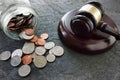 Coins and gavel