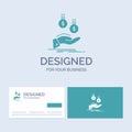 coins, hand, currency, payment, money Business Logo Glyph Icon Symbol for your business. Turquoise Business Cards with Brand logo Royalty Free Stock Photo