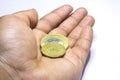 Coins in hands. saving money concept Royalty Free Stock Photo