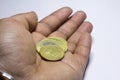 Coins in hands. saving money concept Royalty Free Stock Photo