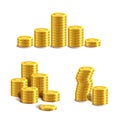 Coins icon. Stack of golden coin like income graph.