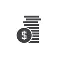 Coins icon vector, money solid logo, pictogram isolated on white