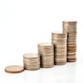 Coins Increase Isolated on White Background Royalty Free Stock Photo