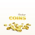 Coins isolated. Gold coins explosion vector illustration. Jackpot concept.