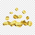 Coins isolated. Gold coins explosion vector illustration. Jackpot concept.