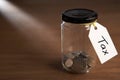 Coins in a jam jar Royalty Free Stock Photo