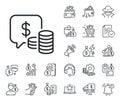 Coins line icon. Cash money sign. Cash money, loan and mortgage. Vector