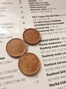 Coins and menu Royalty Free Stock Photo
