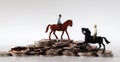 Coins, miniature horses and miniature people.