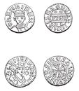 Coins minted under Henry I, vintage engraving