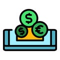 Coins money transfer icon color outline vector Royalty Free Stock Photo