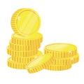 Coins money vector illustration. Pile of stacked gold coins. Isolated on white background. Royalty Free Stock Photo