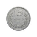 Coins of Mongolia 15 Menge Mongo Royalty Free Stock Photo