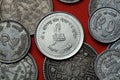 Coins of Nepal. Nepalese royal crown Royalty Free Stock Photo