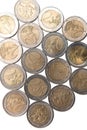 Coins organized in columns and rows isolated line Royalty Free Stock Photo