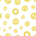 Coins pattern repeat yellow dollar money white background print