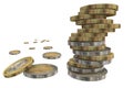 Coins pile euro isolated shiny profit saving economy - 3d rendering