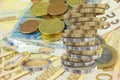 Coins pile euro isolated shiny profit saving economy - 3d rendering