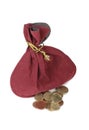 Coins and pouch Royalty Free Stock Photo