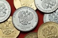 Coins of Russia. Russian double-headed eagle Royalty Free Stock Photo