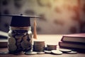 coins saving money increase investment to student loan for concept fund finance scholarship and education