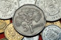 Coins of the Seychelles. Coconut palm (Cocos nucifera)